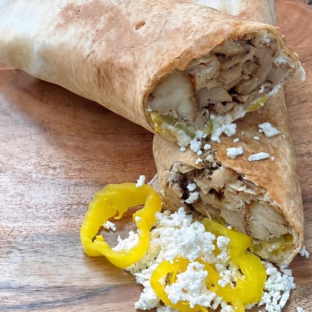 Mediterranean Chicken Shawarma Wrap.